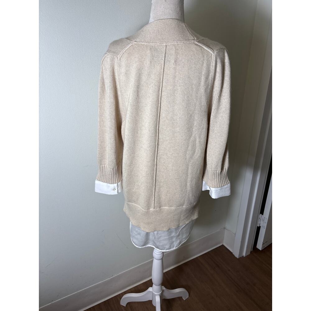 Brochu Walker Oatmeal Long Sleeve V-Neck Layered Sweater Sz L - Picture 4 of 5